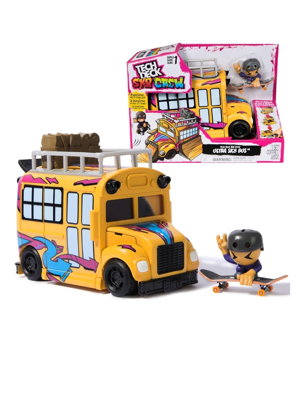 Tech Deck Sk8 Bus & Skatepark Playset with Fingerboard & Figure *NEW*